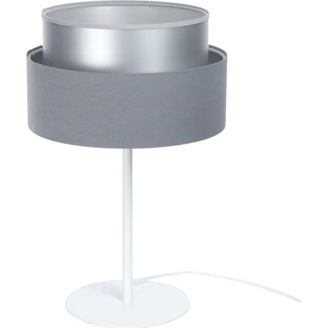 Lampe à poser design satinée effet lumineux gris argenté - Gris satin avec intérieur argenté (1/5)