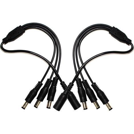 2-Pack 1 vers 3 Voies Port DC Power Splitter câble Pigtail pour caméra de vidéosurveillance DVR NVR Bande Eclairage DC 5.5mm x 2.1mm (1/5)