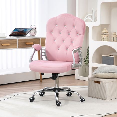 Silla escritorio ergonómica rosa con ruedas basculante OKMYHOME (1/5)