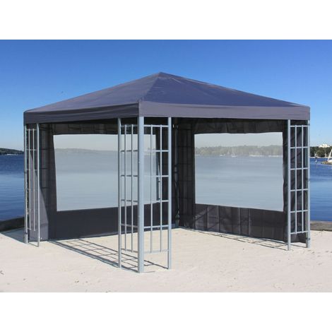 Rank Pavillon Set 3x3m Metall Garten Partyzelt Anthrazit mit 2 Seitenteilen mit Fenster (1/5)