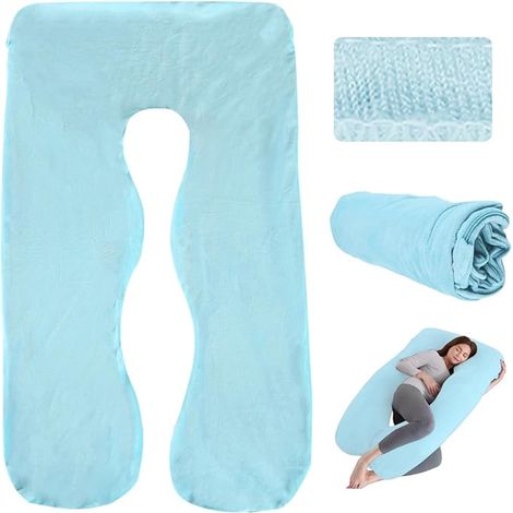 U Shape Pregnancy Pillow Cover Removable Body Replacement Cover Nursing Pillow Pillow 140 x 80 cm Blue