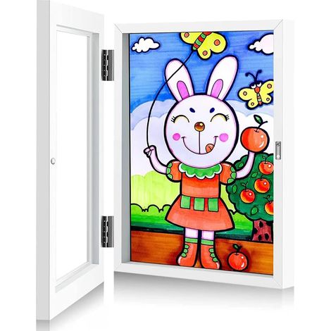 CSPARKV A4-Fotorahmen für Kinder, Klapprahmen für Kinderzeichnungen, faltbarer, befüllbarer Acryl-Kunst-Fotorahmen für Kinder, zum Präsentieren oder Aufhängen der Kunstwerke Ihrer Kinder, 1 Stück weiß