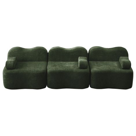 Canapé modulaire 3 places velours coussin accoudoir mobile pour salon et appartement Vert (1/5)