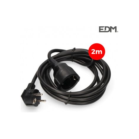 Prolongación manguera, 3x1.5, T/TL, 2m, negra  EDM 23211