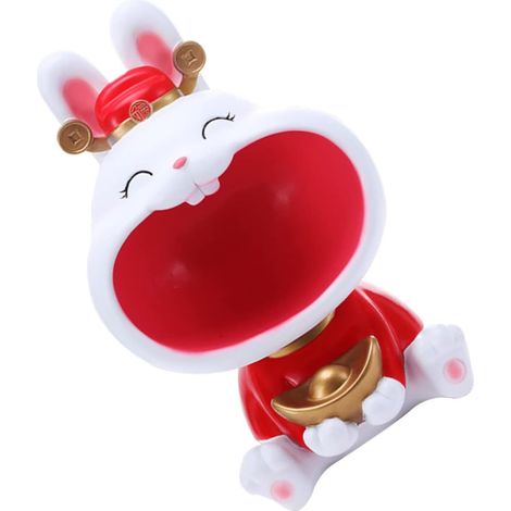 Boîte De Rangement Forme De Lapin Figurine Panier à Bonbons Porte-bijoux Décoratif Pour Maison (1/5)