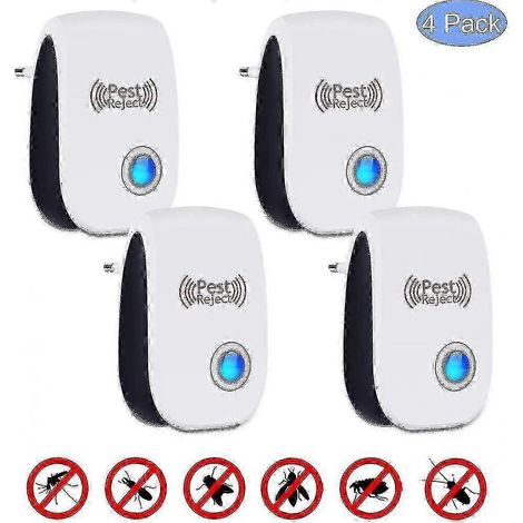 Lot de 4 répulsifs ultrasoniques anti-souris, anti-insectes et anti-animaux, pour enfants, en polyuréthane. (1/5)