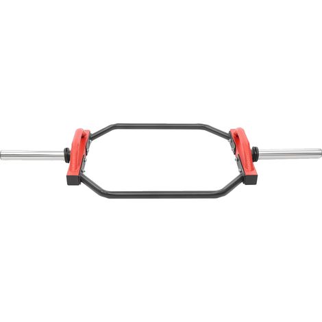 Barre de haltères hexagonale, construction en acier, supporte 150 kg, Rouge (1/2)