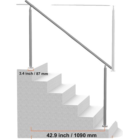 Rampes pour Escalier Extérieur, Acier Inoxydable Durable, Installation Facile, Type 11 (1/2)