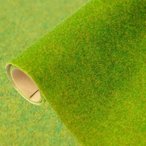 Gazon artificiel pour trains miniatures 100x41 cm, herbe verte, référence B (1/5)
