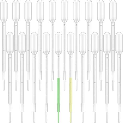20 Pièces Pipette,Pipette Plastique,Pipette Graduée,Pipette de Transfert en Plastique,Compte-gouttes 1ml,Transparent,pour Transfert D'huiles Essentielles,Parfums,Liquides Divers (1ml) (1/5)