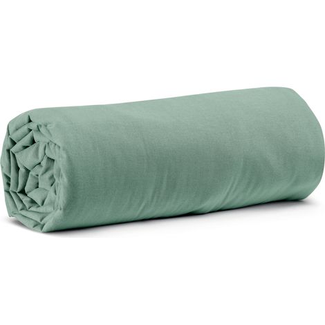 VIVARAISE - Drap housse Calita en coton 100% - Couleur Sauge - Taille 200x180 cm avec bonnet 30 cm (1/3)