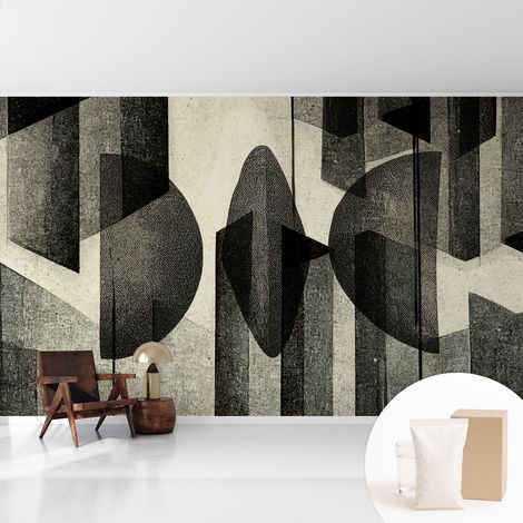 Papier peint intissé décoratif avec colle pour salon chambre et bureau Installation rapide Formes géométriques 416x254 cm (1/5)