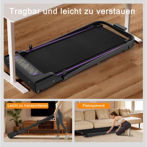 Tapis de course pliable 2,5 PS avec surface antidérapante 93x38 cm, jusqu'à 8 km/h, usage intérieur (1/5)