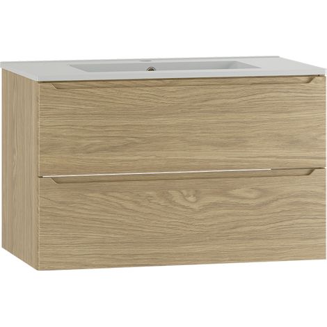 Meuble simple vasque encastrée 80cm Viggo Bois
