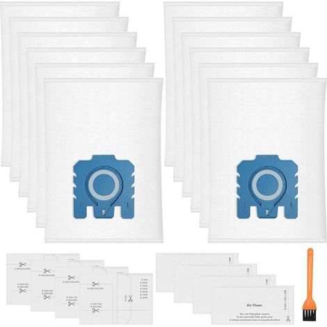 Pack of 12 Pure GN 3D Dust Bags Compatible with Miele Hyclean GN Classic C1 Complete C2 Complete C3, S2 S5 S8 S800 S600 Series Vacuum Cleaners with 4 Motor Filters and 4 Exhaust Filters (1/5)