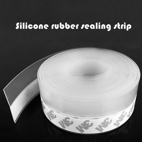 Bande d'étanchéité — Joint d'isolation adhésif transparent en silicone (25 mm x 5 m) — Ruban étanche pour bas de porte/sol, coupe-vent et insonorisant (1/4)
