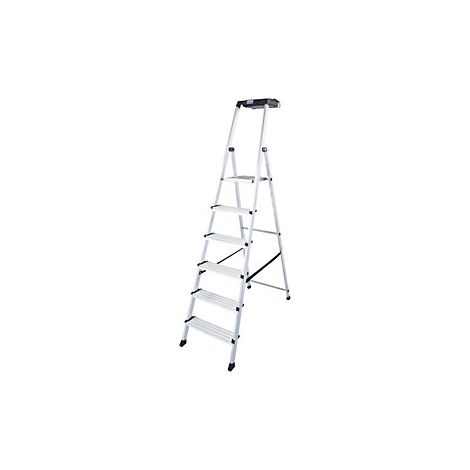 Escalera tipo tijera de peldaños planos de aluminio  con sistema