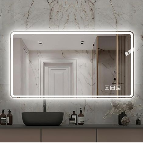 Espejo de baño LED 60x100 cm sin marco, con función antivaho y regulador de intensidad (1/5)