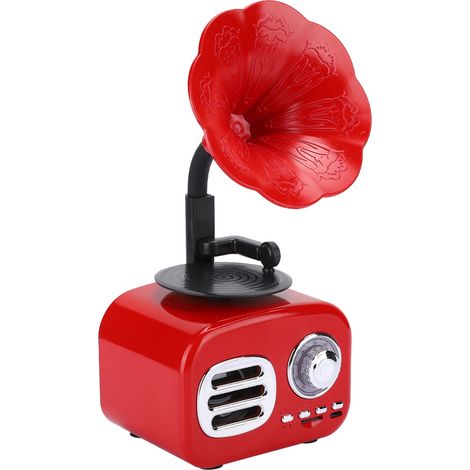 Mini enceinte Bluetooth rétro intelligente et portable, lecteur de musique pour ordinateur de bureau et portable (rouge) (1/5)