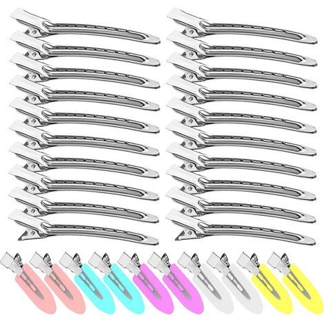 Set mit 30 Haarspangen aus Metall in Krokodilform – Entenschnabelform – mit Löchern – silber – verschiedene Größen – für Frisuren, Schleifen und Dekoration. (1/5)