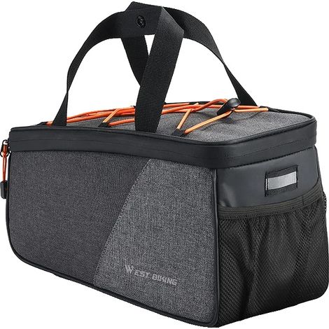 Bolsa portaequipajes para bicicleta, resistente al agua, diseño multifuncional, negro/gris (1/2)