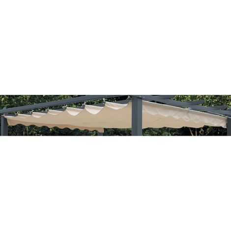 Housse De Toit Pour Pergola 3x4 M En Polyester Écru, Protection Supérieure Pour Salon De Jardin (1/2)