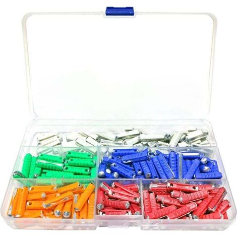 200 Fusibles Torpille - 5A 8A 10A 16A 25A - Pour Voiture Moto Camion Camping-Car Bateau - Polypropylène Aluminium - Boîte De Rangement Incluse (1/4)
