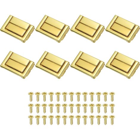 Fermoir à Bascule 37 x 25mm 8 Pcs Loquet Verrou en Métal Rectangulaire de Style Rétro pour Boîte à Bijoux, Décoration de Valise, Boîte à Outils, Doré (1/5)
