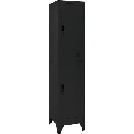 Armadietto moderno e robusto per ufficio 38 x 45 x 180 cm acciaio nero 020046994