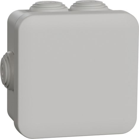 Boîte de dérivation carrée Mureva Box IP55 – 80 x 80 x 45 mm – 7 entrées pour tube diamètre 20 mm – Montage mural/plafond – Sintolit (1/7)