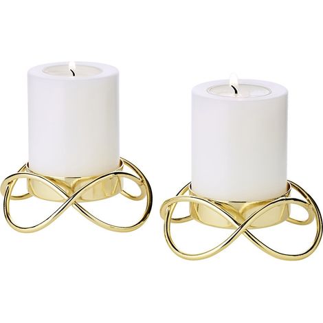 Lot de 2 Bougeoirs Porte-Bougies Chauffe-Plat en Acier Inoxydable Doré H 3 cm Ø 10,5 cm - PANGIVO (1/5)
