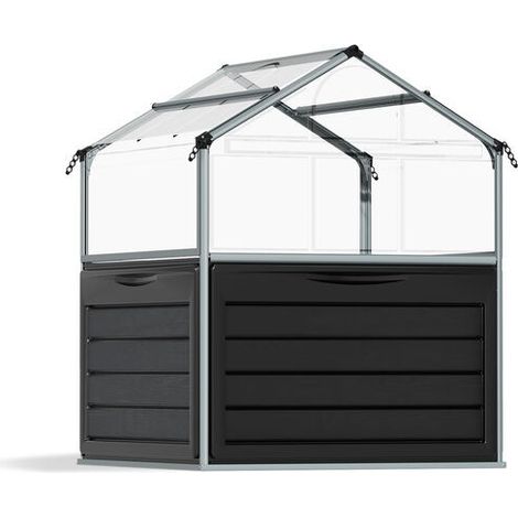 Palram - Canopia Metall Hochbeet mit Gewächshaus Plantino anthrazit 118x118x147 cm (1/5)