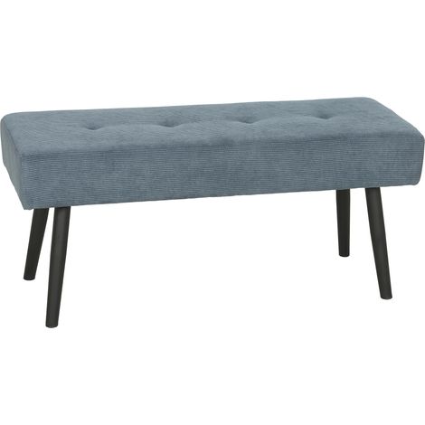 HOMCOM Upholstered Bedroom Entryway End of Bed Bench with Padded Seat, Blue