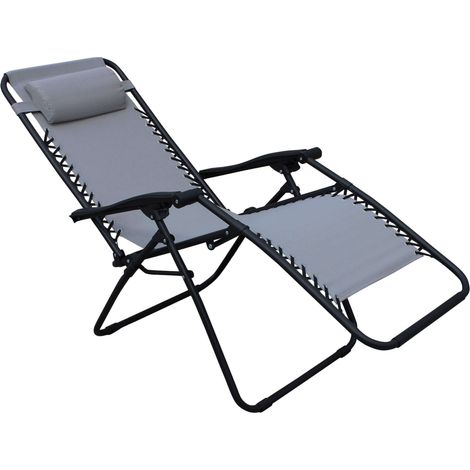 Sdraio poltrona relax pieghevole con struttura in acciao Antracite e tessuto Beige mod.Comfort (1/5)