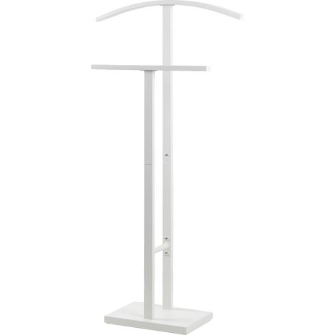Valet de chambre Mod. ADAK Couleur Blanc Mat Avec Penderie Supérieure et Barre pour Pantalons 52 x 18 x 100 cm Acier avec Base en Béton Porte-vêtements (1/5)