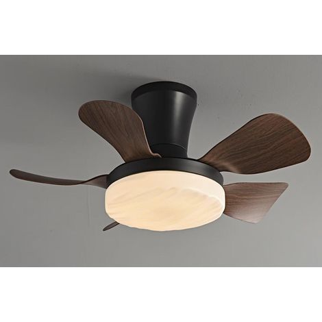 68cm Flush Mount Ceiling Fan with Light, Stepless Dimming, Remote Control, 5 Blades, Small Fan for Bedroom, Kids Room, Walnut, M638 (1/2)