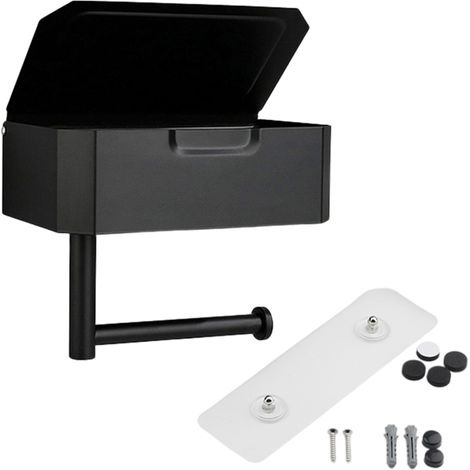 Toilettenpapierrollenhalter mit Feuchttuchspender, Badezimmerständer aus Metall mit Wandablage (1/5)
