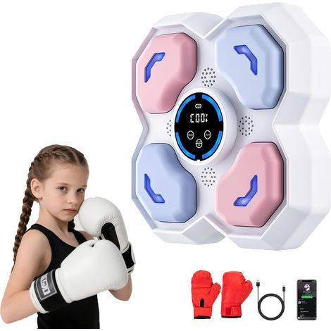Musikalische Boxmaschine für Kinder, intelligentes, wandmontiertes Boxspielzeug mit Bluetooth und LED-Beleuchtung, musikalisches Trainingsspielzeug mit Boxhandschuhen für Jungen und Mädchen (1/5)
