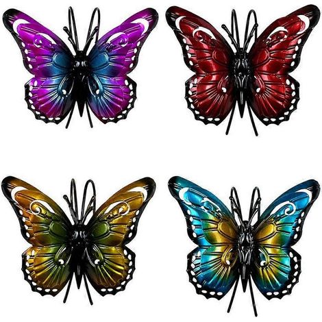 Décoration pour pot de fleurs : pendentif papillon libellule en métal à bordure verte, ornement pour plante peinte en pot A (1/5)