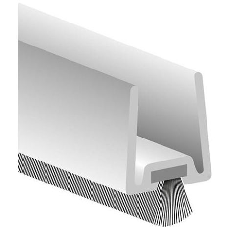 Profilé de porte en verre GDP avec brosse souple. Brosse PP alu argent. L2250. TS 10 (1/4)