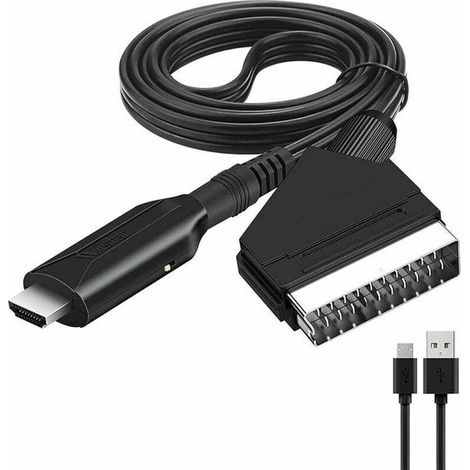 Convertisseur péritel vers HDMI - Adaptateur audio vidéo - Compatible HDMI 720/1080p - Pour HDTV/DVD/décodeur/PS3/PAL/NTSC - Adaptateur secteur (1/4)