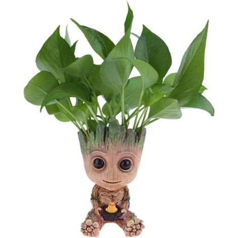 Pot de fleurs décoratif avec trou de drainage en forme de Bébé Groot (1/5)