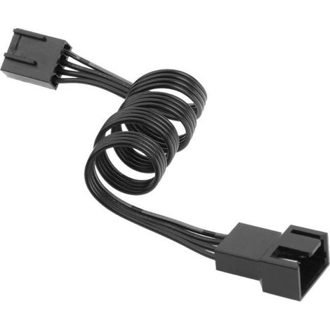 Câble adaptateur pour ordinateur, câble pour ventilateur de processeur, câble d'extension pour ventilateur d'ordinateur à 4 broches, câble de contrôle de température PWM, maille en nylon noir. (1/4)