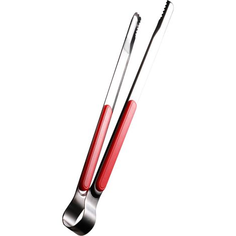 Leicht zu reinigende Küchenzange aus Edelstahl, ideal für Steaks und zum Grillen (25,5 cm, rot). (1/5)