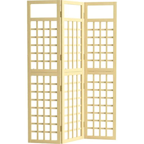 3-Panel Outdoor Privacy Screen, Freestanding Wooden Divider for Garden and Patio, Foldable Decorative Trellis, 120 x 170 cm Natural Finish
