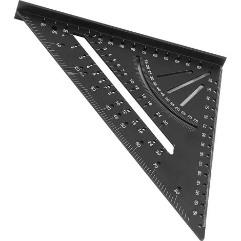 Équerre en aluminium transparente et précise avec graduations 30°, 45°, 60° et 90° (métrique) pour le travail du bois (noire) (1/5)