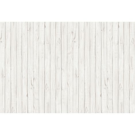 Papier peint panoramique bois blanc moderne | Tapisserie panoramique effet planche de bois salle de bain | Papier peint panoramique salon - 384 X 260 cm (8 pièces) (1/2)