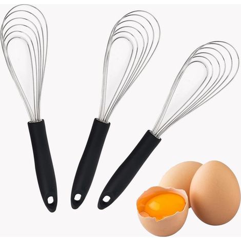 Fouet à crème 3 pièces-Multifonctionnel-Fouet de cuisine-Manuel- Batteur plat - Acier inoxydable-Convient pour la cuisine-27x6cm (1/5)