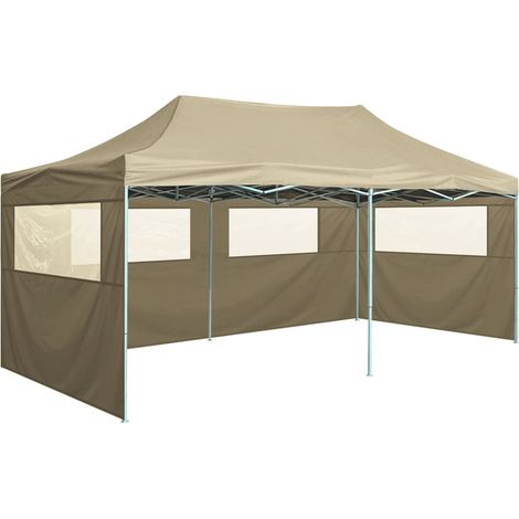 Tente de réception pliable, Tonnelle de Jardin, Pergola Pavillon Chapiteau avec 4 parois 3x6 m Acier Crème FCV69385 (1/5)