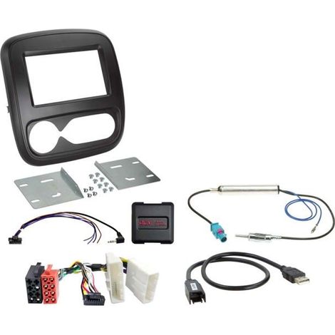 Kit 2-DIN compatible avec Fiat/Nissan/Opel/Renault avec climatisation SWC/USB